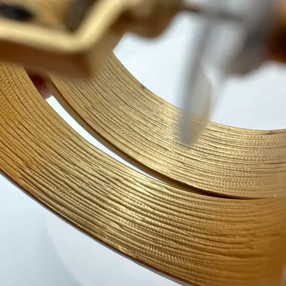 Gold tone cow fur leopard print tan black hoop hoops post earrings - Picture 6 of 7